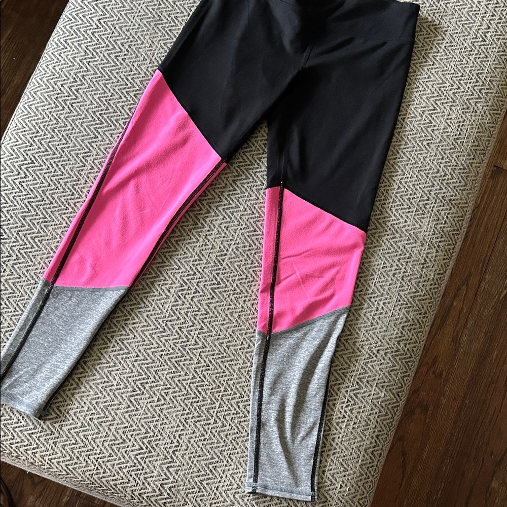 Zella Colorblock Leggings - Black, Pink, and Gray